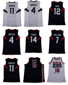 Lot of (19) Team USA Signed Jerseys Featuring Drexler, Kidd & Olajuwon (Arenas LOA & Beckett)